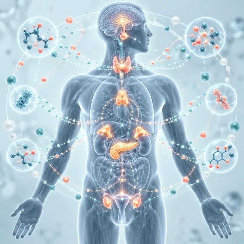 Endocrine system illustration representing hormonal balance